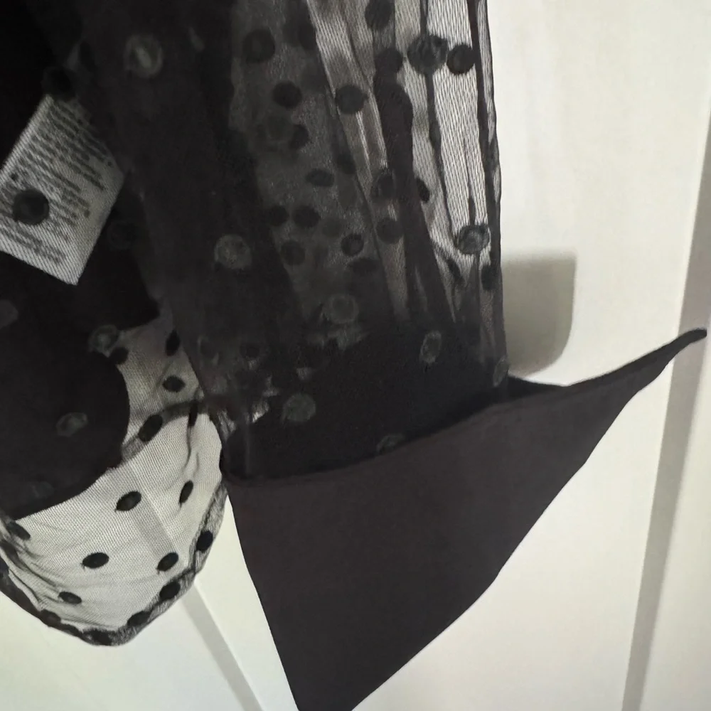 NWT black sheer J.Crew blouse with crepe under Cami cuffed sleeves - Picture 4 of 7